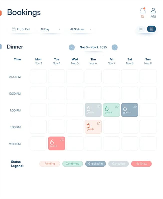 Real-Time Booking
Management