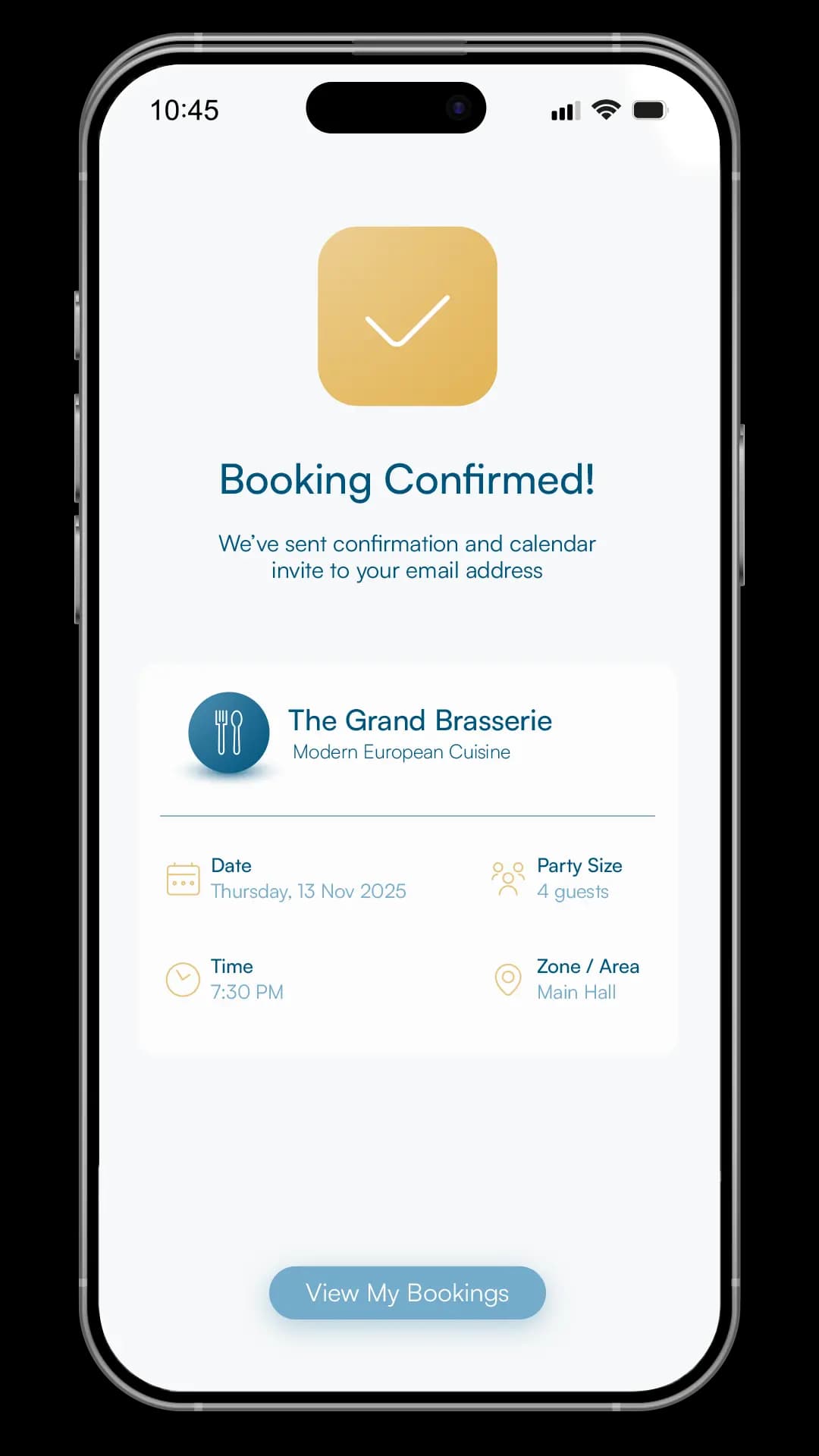 Real-time booking confirmation