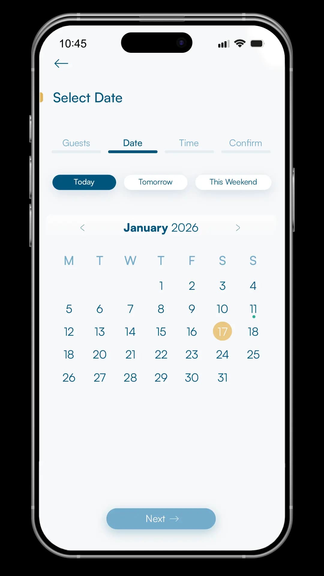 Easy booking flow in the Table4 app